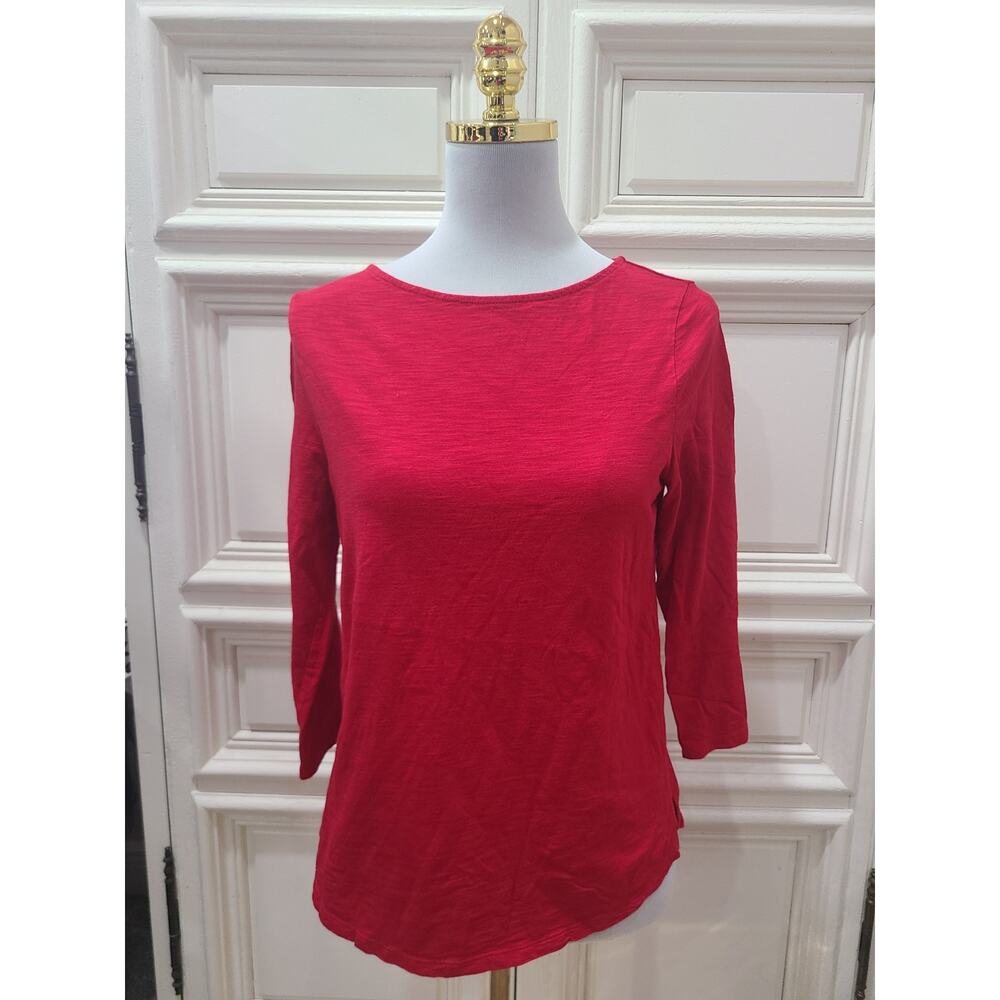Chicos women's top size 1 red long sleeve boat neck
